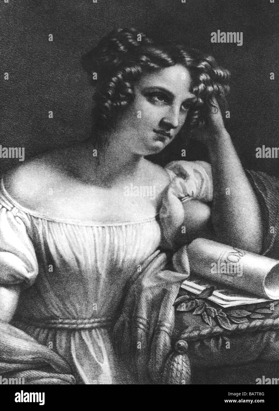 Schroeder-Devrient, Wilhelmine, 6.12.1804 - 26.1.1860, deutsche Sängerin, halbe Länge, nach lithographisch, Stockfoto