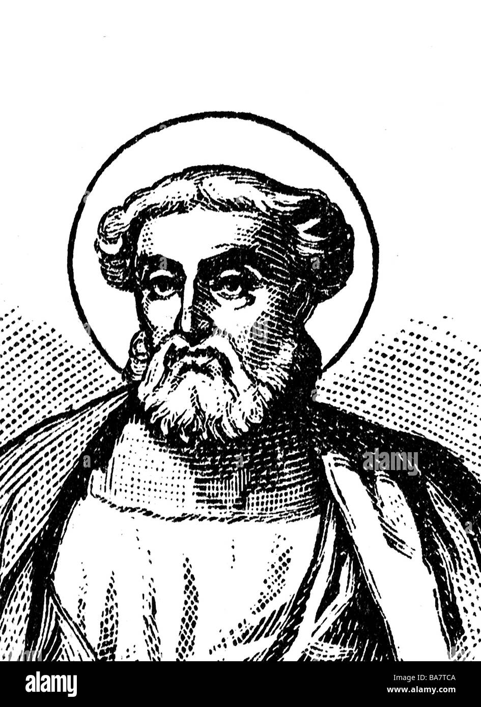 Sylvester I, + 31.12.335, Papst 31.1.314 - 31.12.335, Sankt, Porträt, Holzgravur, um 1900, Stockfoto