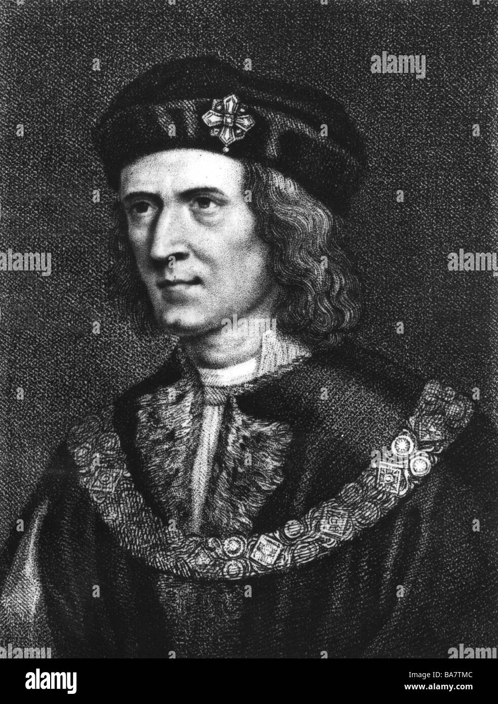 Richard III., 2.10.1452 - 22.8.1485, König von England 26.6.1483 - 22.8.1485, Porträt, Holzgravur, 19. Jahrhundert, Stockfoto
