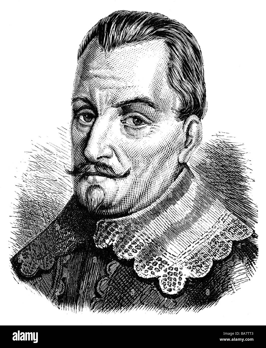 Wallenstein, Albrecht von, 24.9.1583 - 25.2.1634, Kaiserlicher General, Porträt, Holzgravur, 19. Jahrhundert, Stockfoto