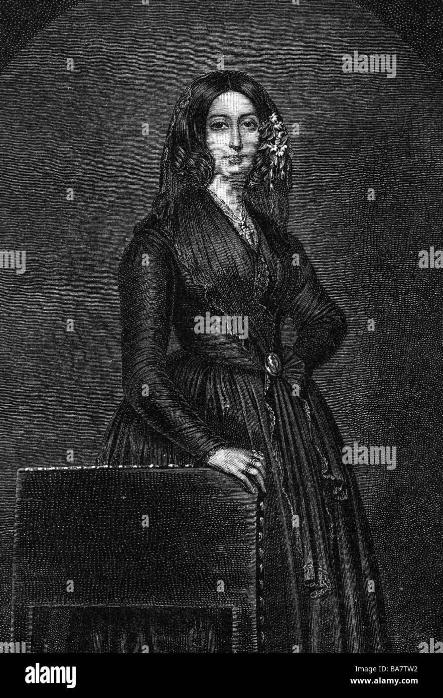 Sand, George (geboren als Aurore Dupin), 1.7.1804 - 8.6.1876, französischer Autor/Schriftsteller, halbe Länge, Faksimile, nach dem Gemälde von Eugene Charpentier (11-1890), Stockfoto