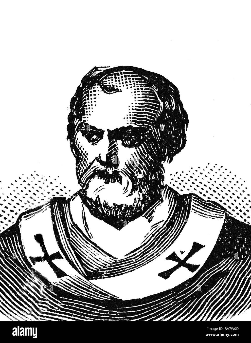 Eugen III (Bernardo dei Paganelli di Montemagno), + 8.7.1153, Papst 15.2.1145 - 8.7.1153, Portrait, Holzschnitt, um 1900, Stockfoto
