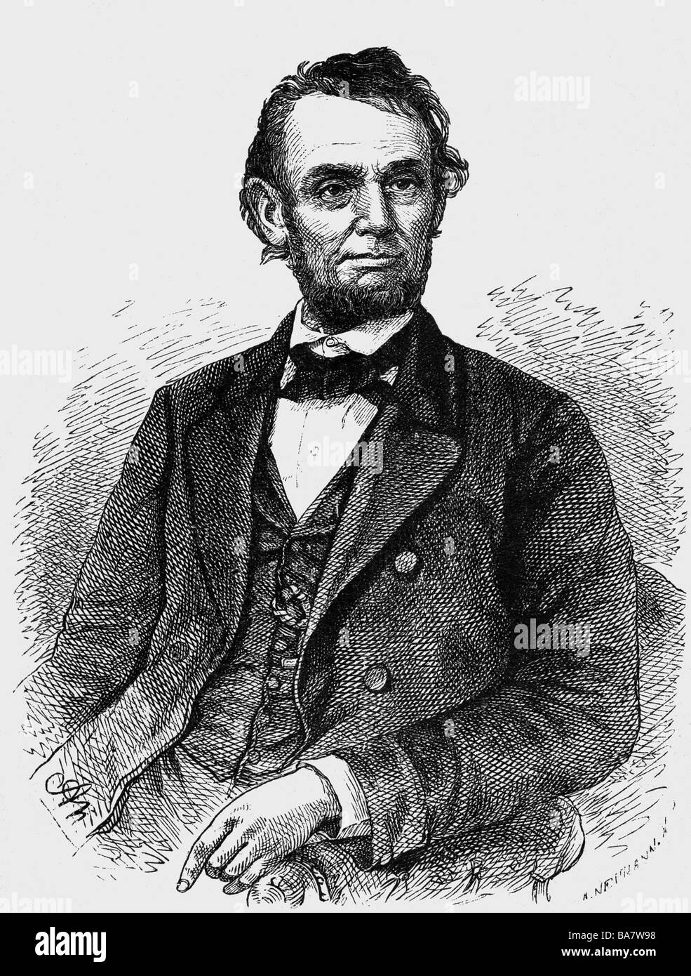 Lincoln, Abraham, 12.2.1809 - 15.4.1865, US-amerikanischer Politiker (Rep.), 16. Präsident der USA 4.3.1861 - Stockfoto