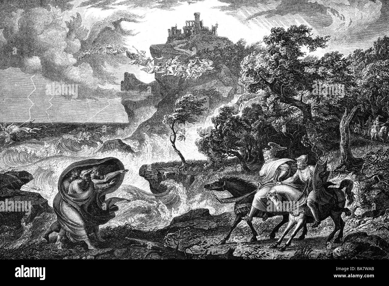 Macbeth, ca. 1005 - 15.8.1057, König von Schottland von 1040, Gravur von Joseph Anton Koch, 19. Jahrhundert, Stockfoto