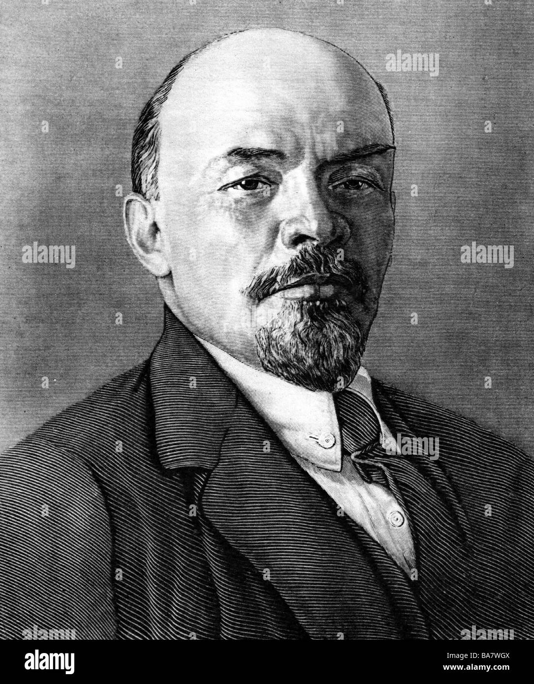 Lenin (Wladimir Iljich Uljanow), 22.4.1870 - 21.1.1924, russischer Politiker, Porträt, Holzgravur, Stockfoto