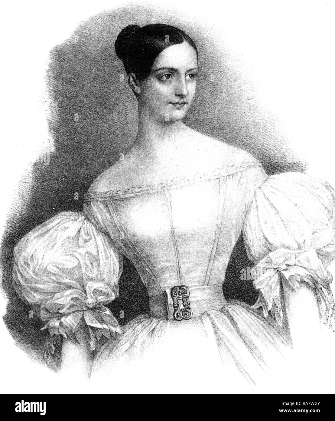 Elssler, Fanny, 23.10.1810 - 27.11.1884, österreichische Ballerina, halbe Länge, lithograph, ca. 1840, Stockfoto