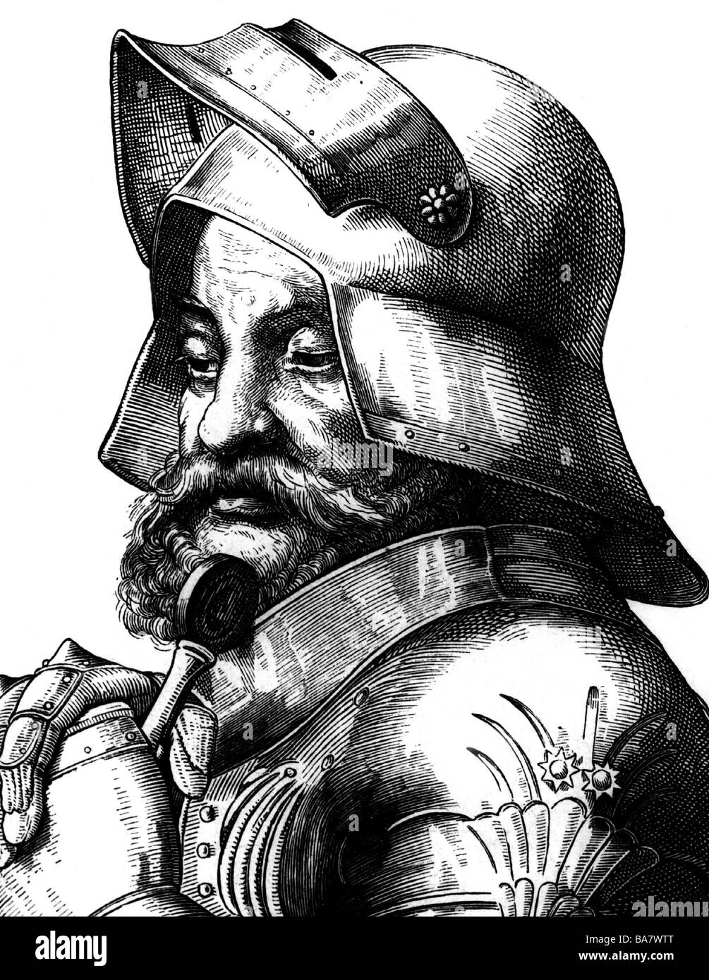 Berlichingen, Götz von, ca. 1480 - 23.7.1562, deutscher Ritter, Porträt, Seitenansicht, Holzschnitt, ca. 16. Jahrhundert, Stockfoto