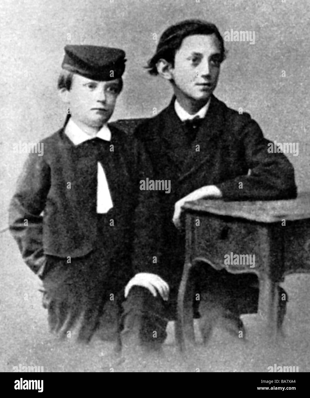 Fontane, Theodor, 30.12.1819 - 20.9.1898, deutscher Autor/Schriftsteller, Dichter, halbe Länge, mit seinem Bruder Friedrich, Stockfoto