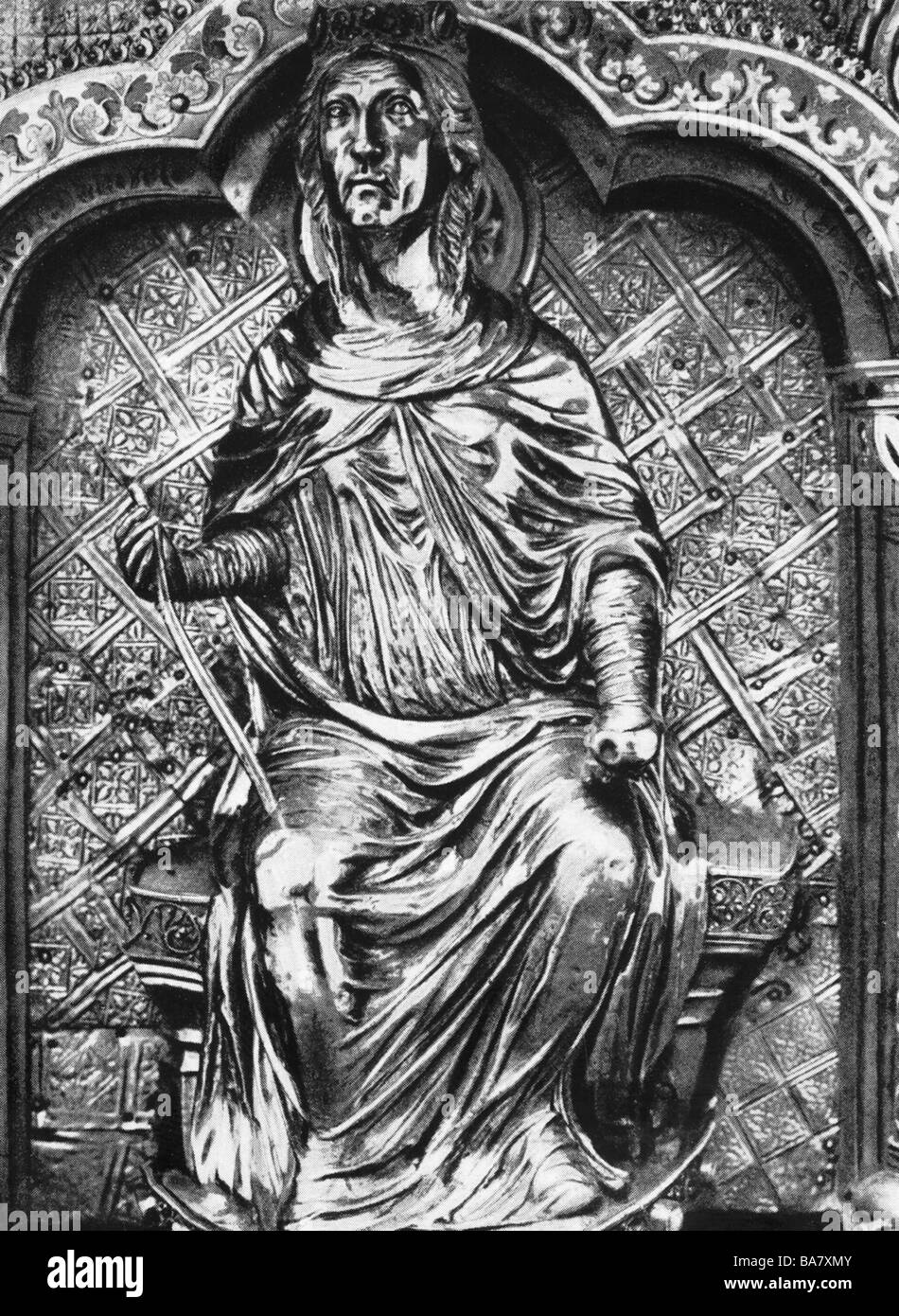 Salomo, König von Israel, ca. 971 - 931 v. Chr., volle Länge, Abbildung vom Dreikönigsheiligtum, Kölner Dom, 1206 - 1230, Stockfoto