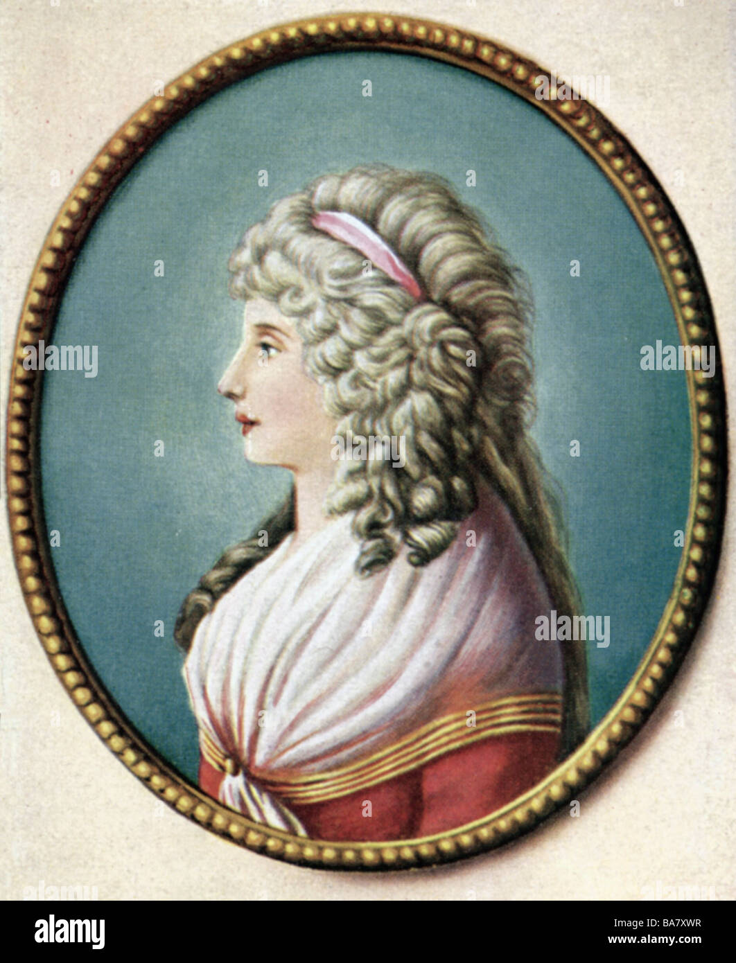 Stein, Charlotte von, 25.12.1742 - 6.1.187, deutsche Hofdame, Porträt, Druck nach Miniatur von Dora Stock, 18. Jahrhundert, Zigarettenkarte, Deutschland, 1933, Stockfoto