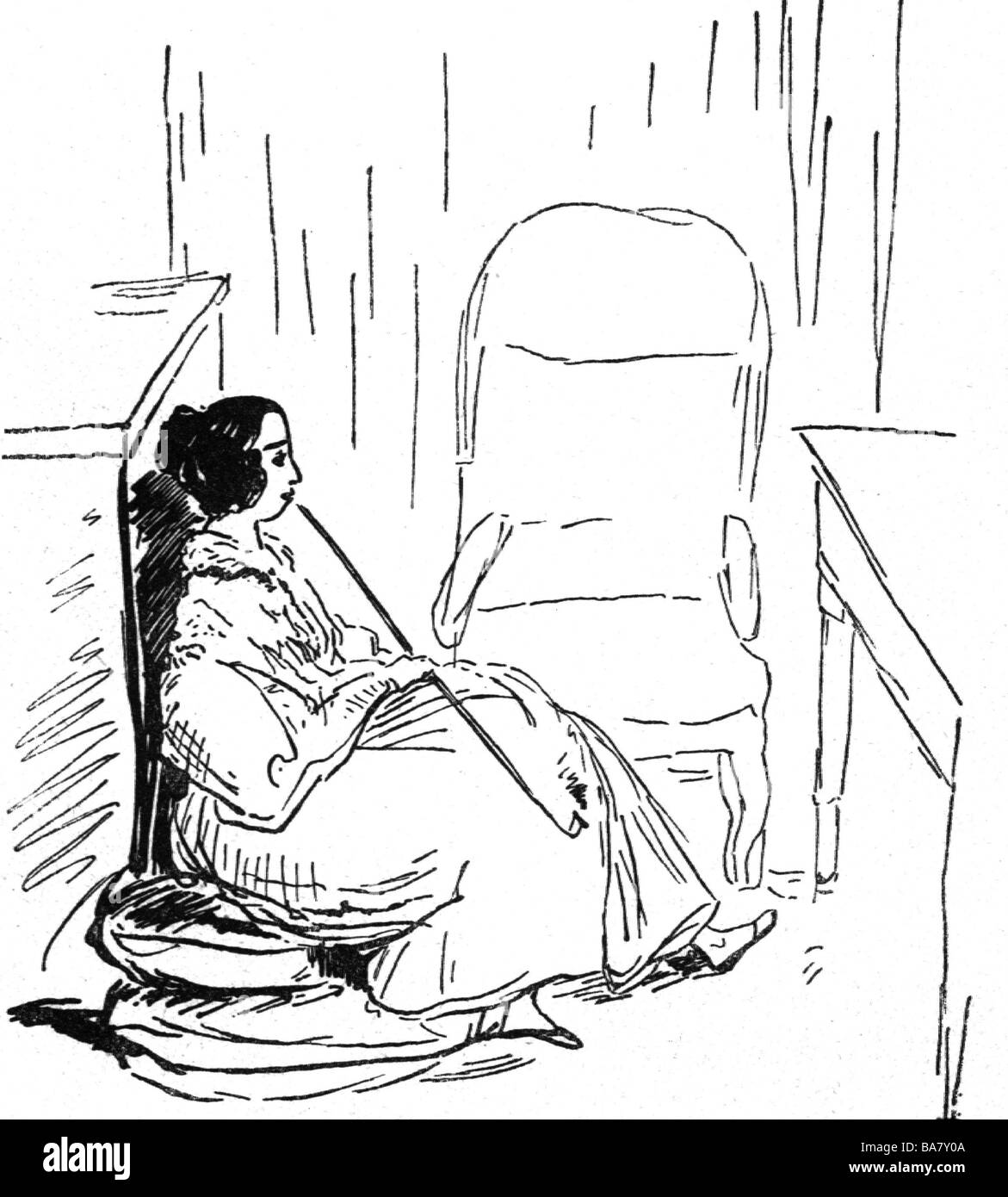 Sand, George (geboren als Aurore Dupin), 1.7.1804 - 8.6.1876, französischer Autor/Schriftsteller, voller Länge, rauchende Pfeife, nach Zeichnung, von Alfred de Musset (1810 - 1857), Stockfoto