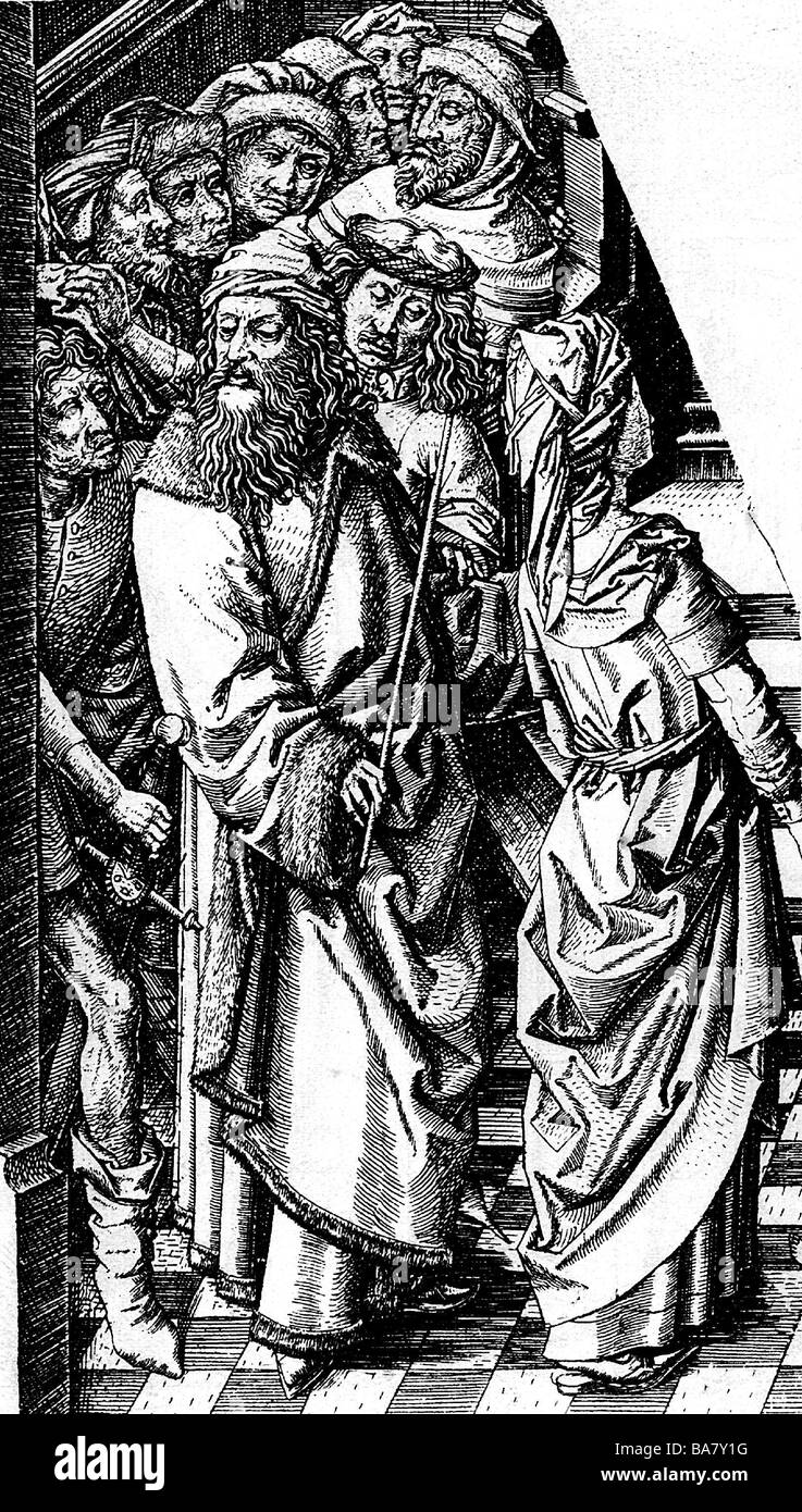 Solomon, König von Israel, ca. 971 - 931 v. Chr., Szene, aus der Gravur "Das Gericht Salomos", Detail, Stockfoto