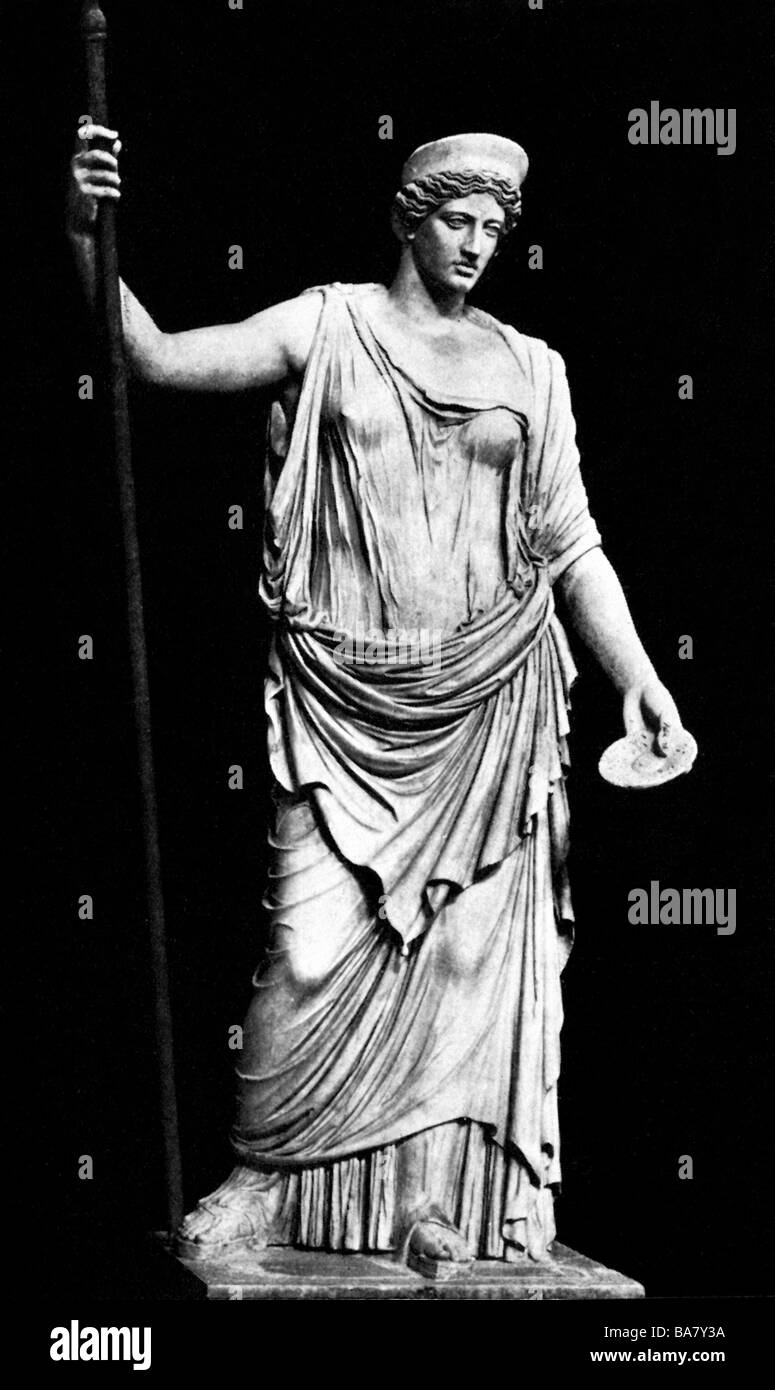 Hera, griechische Gottheit (Juno), Schwester und Frau des Zeus, volle Länge, Statue Juno Barberini, Vatikanmuseum, Rom, Stockfoto