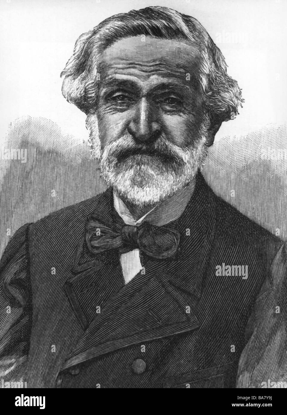 Verdi, Giuseppe, 10.10.13 - 27.1.1901, italienischer Komponist, Porträt, Holzgravur, 19. Jahrhundert, Stockfoto