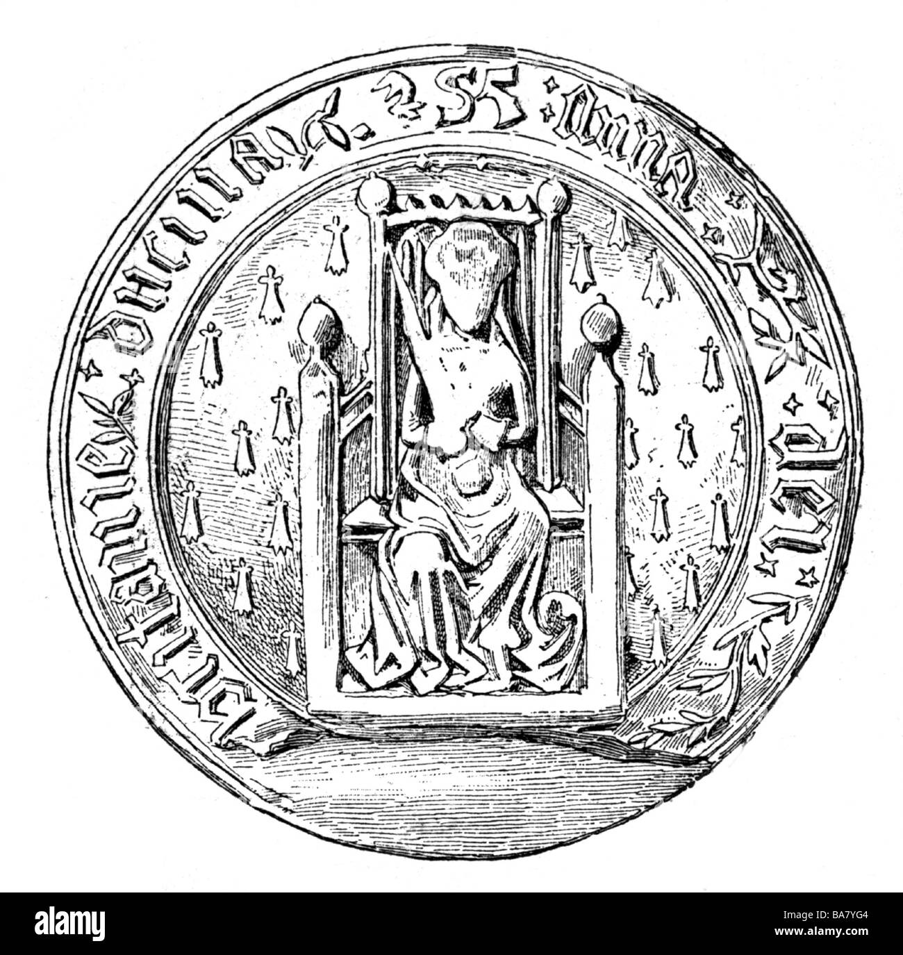 Anne of Brittany, 25.1.1477 - 9.1.1514, Königin von Frankreich, volle Länge, Signet, Stockfoto