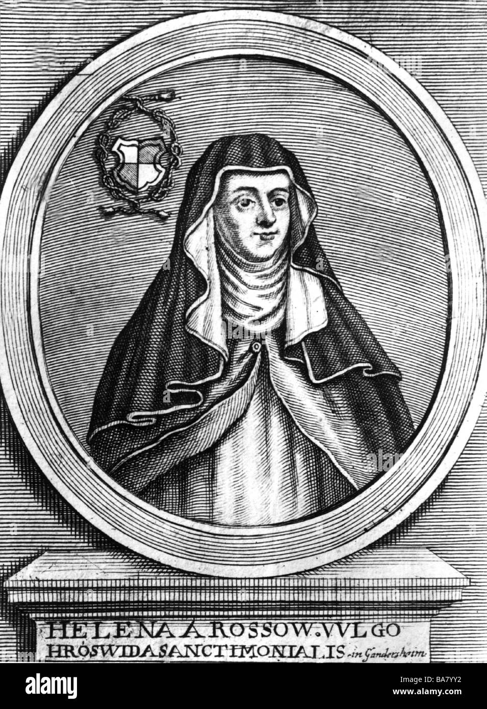 Hrosvit von Gandersheim, ca. 935 973, deutsche Autorin/Autor, halbe