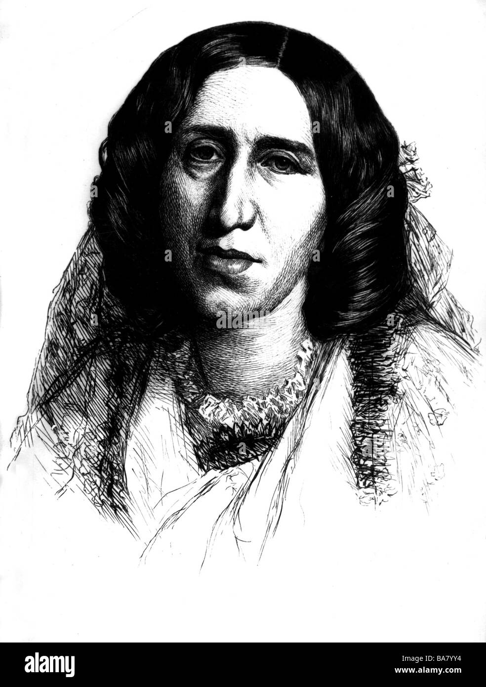 Eliot, George (Mary Ann Evans), 22.11.1819 - 22.15.1880, englischer Autor/Schriftsteller, Porträt, nach Gravur durch P. Stockfoto