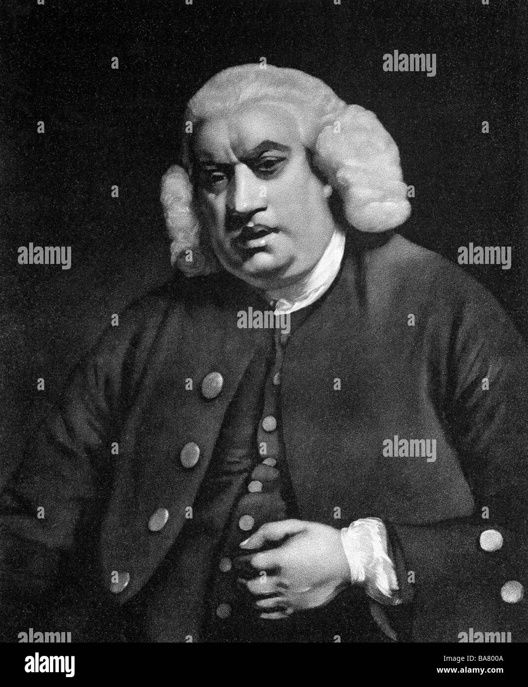 Johnson, Samuel, 18.9.1709 - 13.12.1784, englischer Autor/Schriftsteller, halbe Länge, nach Malerei von Joshua Reynolds, 18. Jahrhundert, Stockfoto