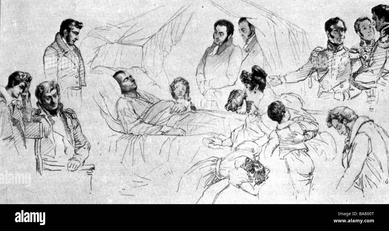 Napoleon I. 15.8.669 - 5.5. Von Carl von Steuben, von 181 bis 22.6.1815, Tod auf dem Heiligen Helens, Zeichnung von Carl von Steuben, Stockfoto