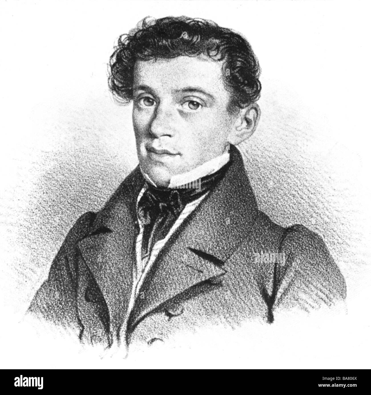 Strauß, Johann I. (der ältere), 14.3.1804 - 25.9.1849, österreichischer Komponist, Porträt, zeitgenössischer autotyp, 19. Jahrhundert, Stockfoto