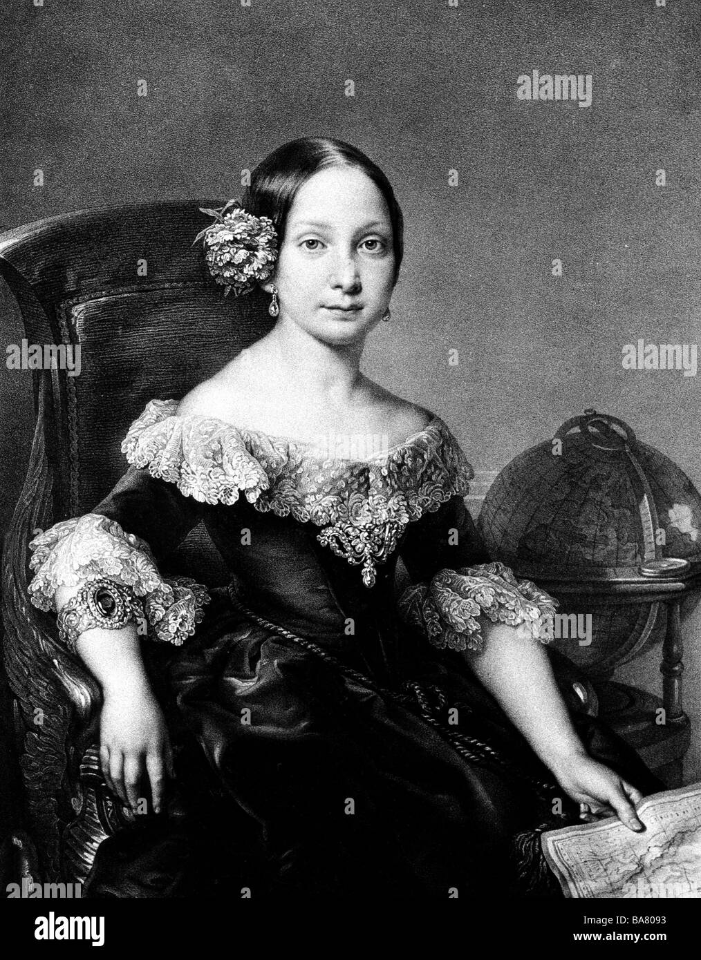 Isella II., 10.10.1830 - 9.4. 1904/05, Königin von Spanien 29.9.181 - 30.9.282, halbe Länge, nach der Malerei, ca. Stockfoto