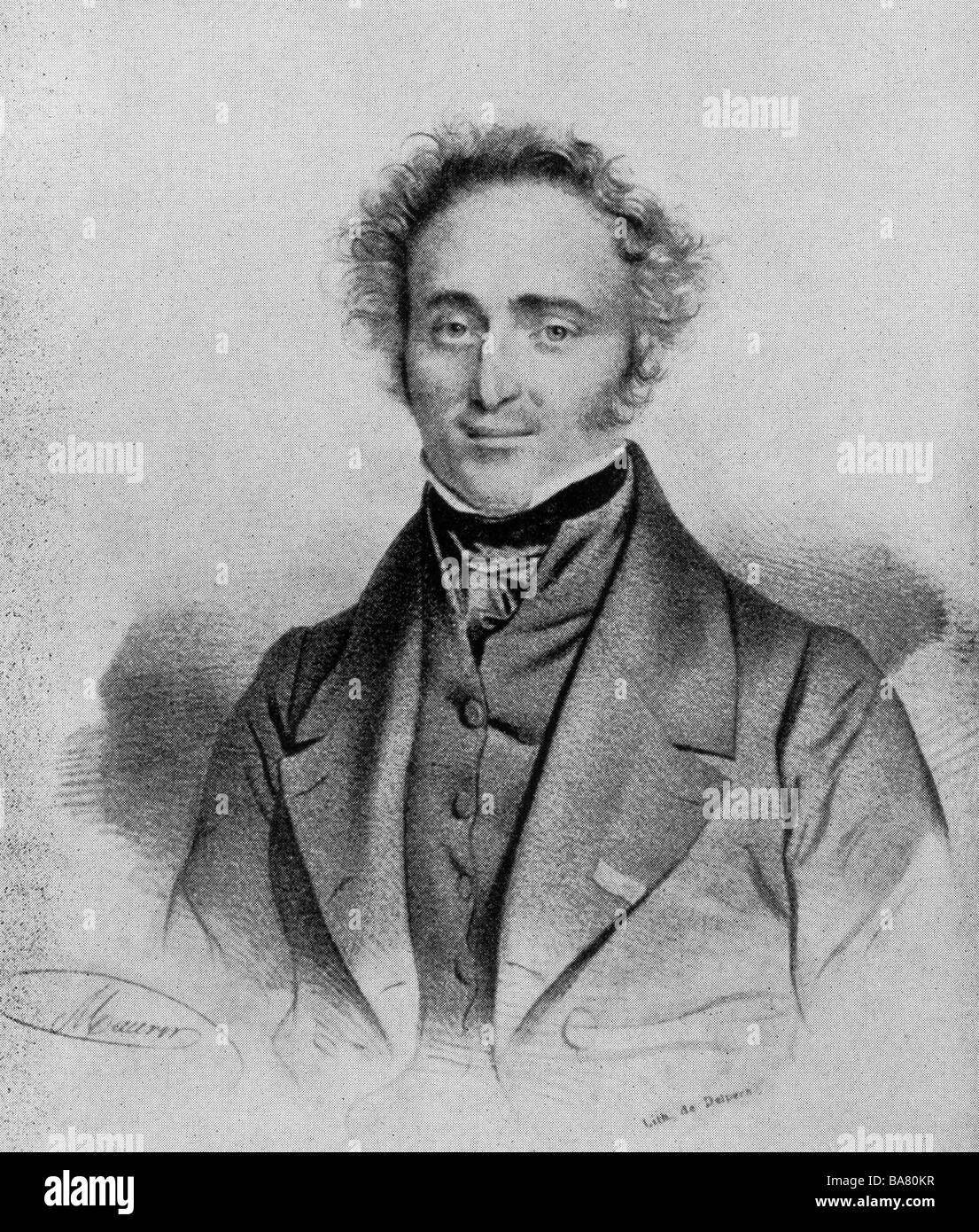 Cruveilhier, Jean, 9.2.303 - 10.3.1874, französischer Arzt, Porträt, lithographisch von Delpech, nach Zeichnung von Maurin, 19. Jahrhundert, Stockfoto