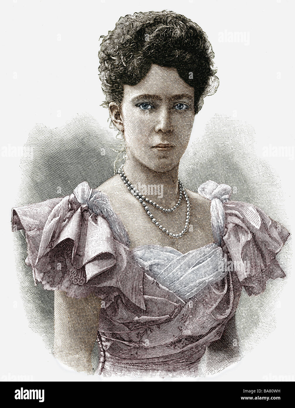 Elizabeth, 25.6.1876 - 23.11.1965, Königin Consort von Belgien 17.12.1909 - 17.2.1934, Porträt, Holzgravur, 1900, später farbig, Stockfoto