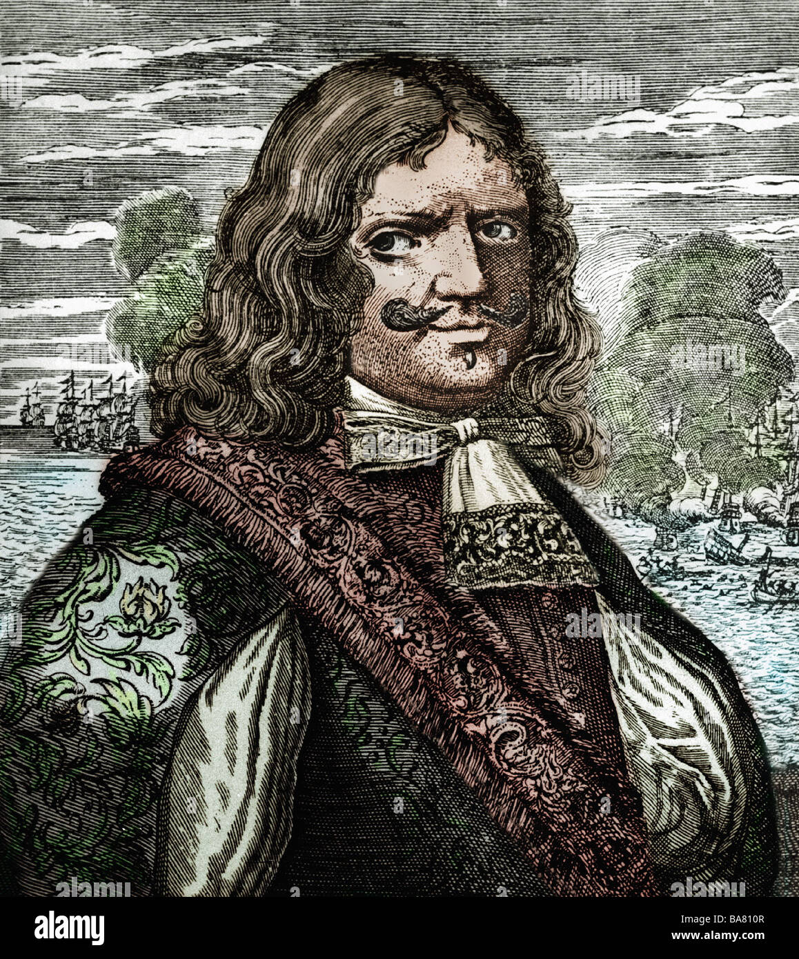 Morgan, Henry, ca. 1635 - 25.8.1688, Welsh privateer, Porträt, Kupferstich, 17. Jahrhundert, später farbig,, Artist's Urheberrecht nicht gelöscht werden Stockfoto