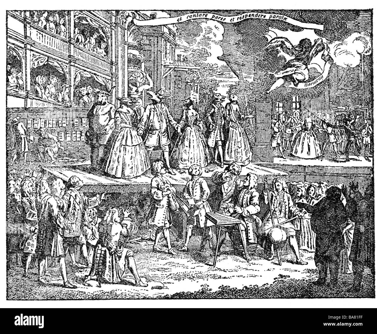 Gay, John, 30.6.1685 - 4.12.1732, Englisch Autor/Schriftsteller, Werke, "The Beggar's Opera" (1728), Szene, Kupferstich von William Hogarth,, Artist's Urheberrecht nicht gelöscht werden Stockfoto