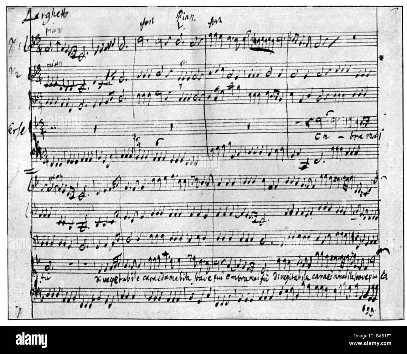 Händel, George Frederic, 23.2.1685 - 14.4.1759, deutscher Komponist, Werke, Oper "erse" (1738), Largo, Notenblatt, Stockfoto