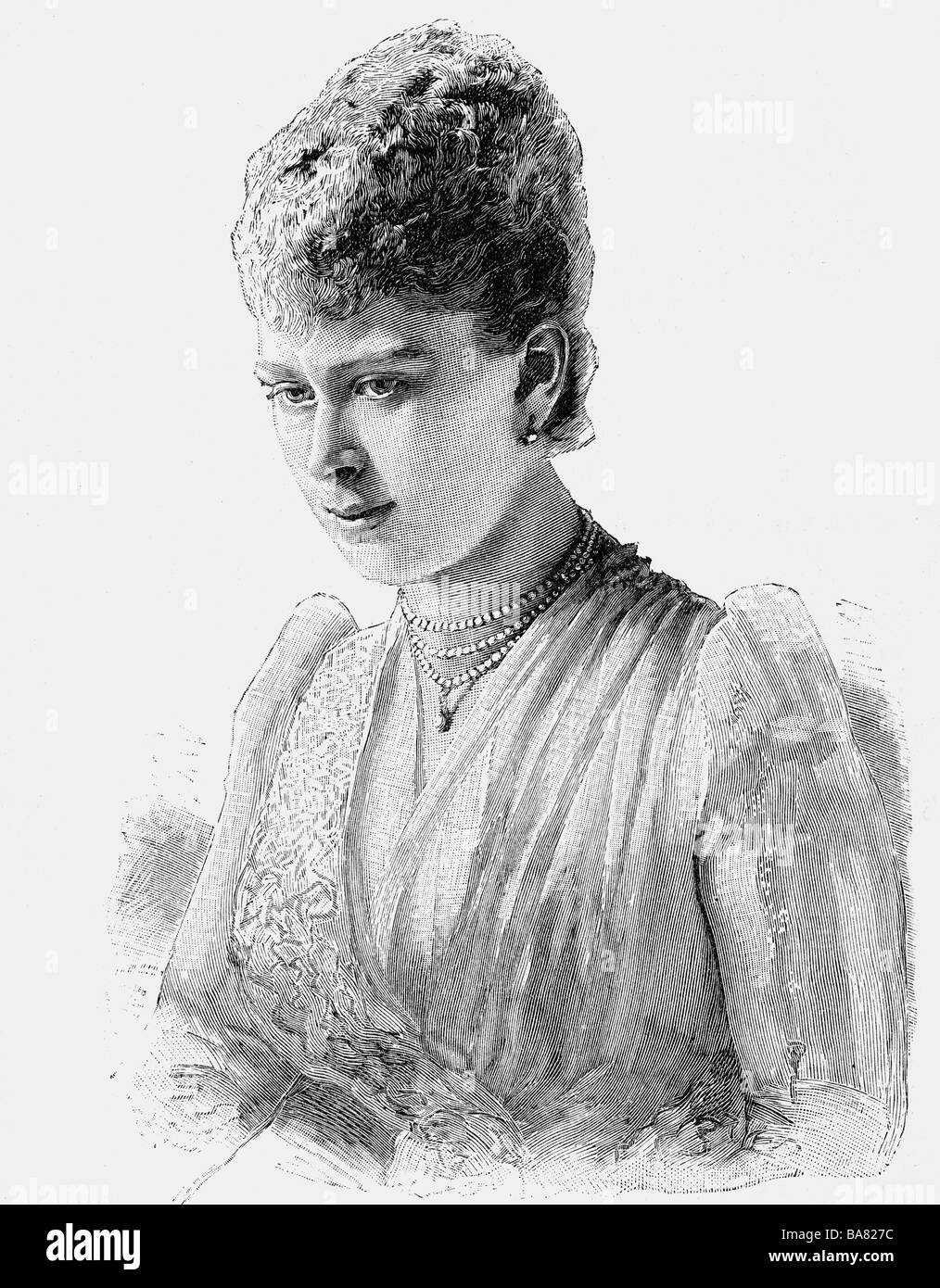 Mary, 26.5.1867 - 24.3.1953, Königin Consort of Great Britain and Northern Ireland 6.5.1910 - 20.1.1936, Porträt, Holzgravur, ca. 1890, Stockfoto