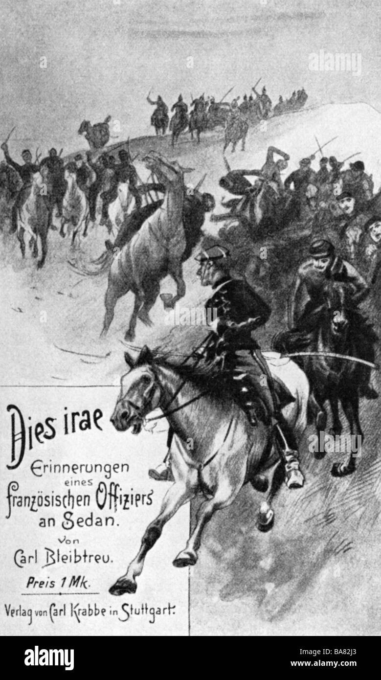 Bleibtreu, Karl, 13.1.1859 - 30.1.1928, deutscher Autor/Schriftsteller, Werke, 'Dies Irae', Stuttgart, Deutschland, 1898, Titelseite, Zeichnung von Robert Haug, Stockfoto