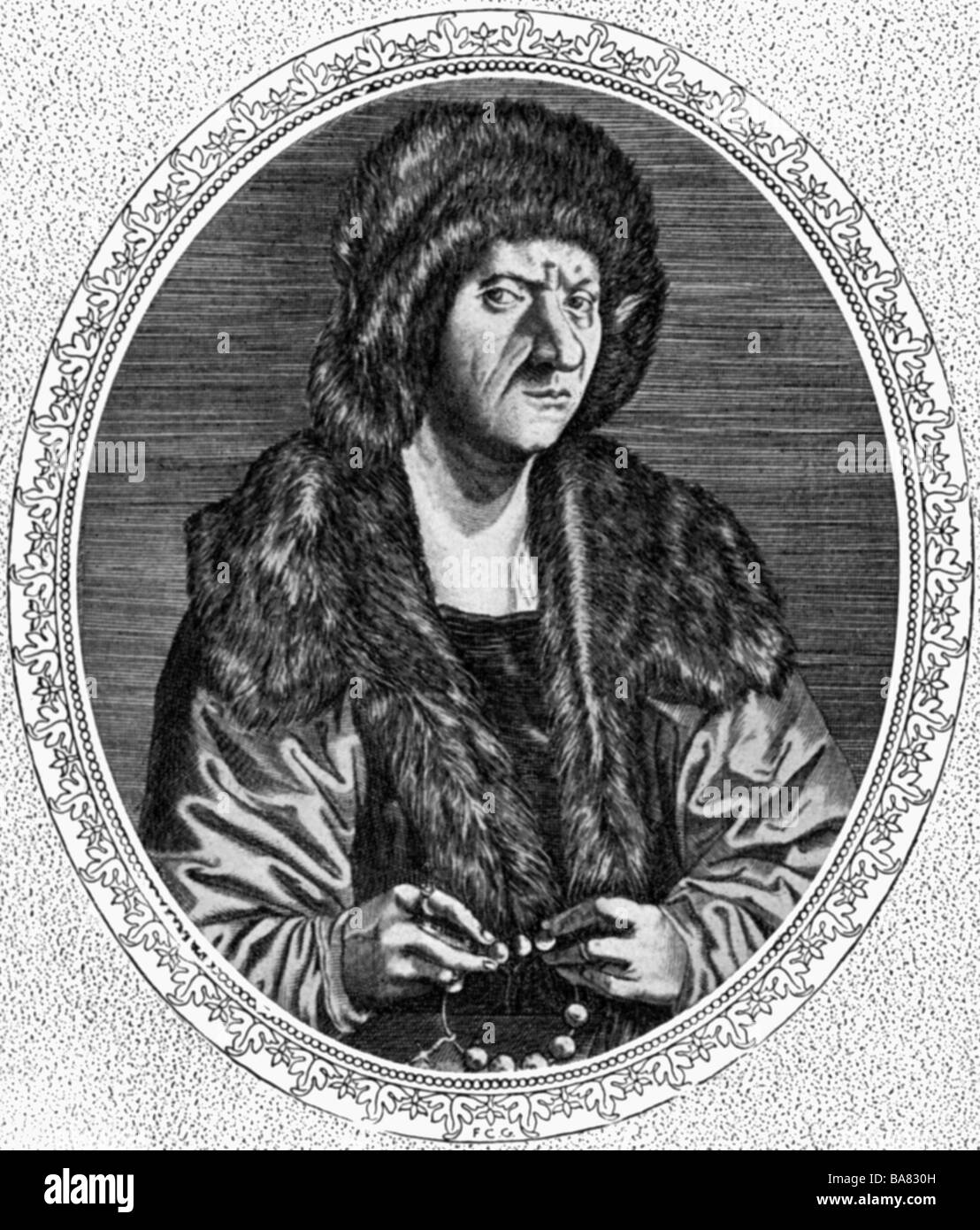 Fugger, Jakob 'der ältere', 1398 - 1469, deutscher Händler, halbe Länge, Holzgravur, 19. Jahrhundert, Stockfoto