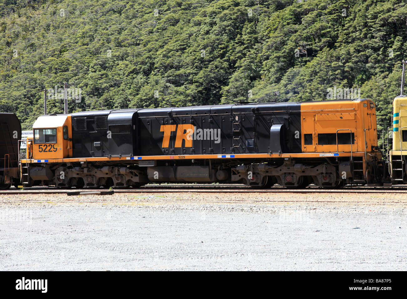 NZ Schiene Kohle Zug Dieselmotor, West Coast, Südinsel, Neuseeland, Ozeanien Stockfoto