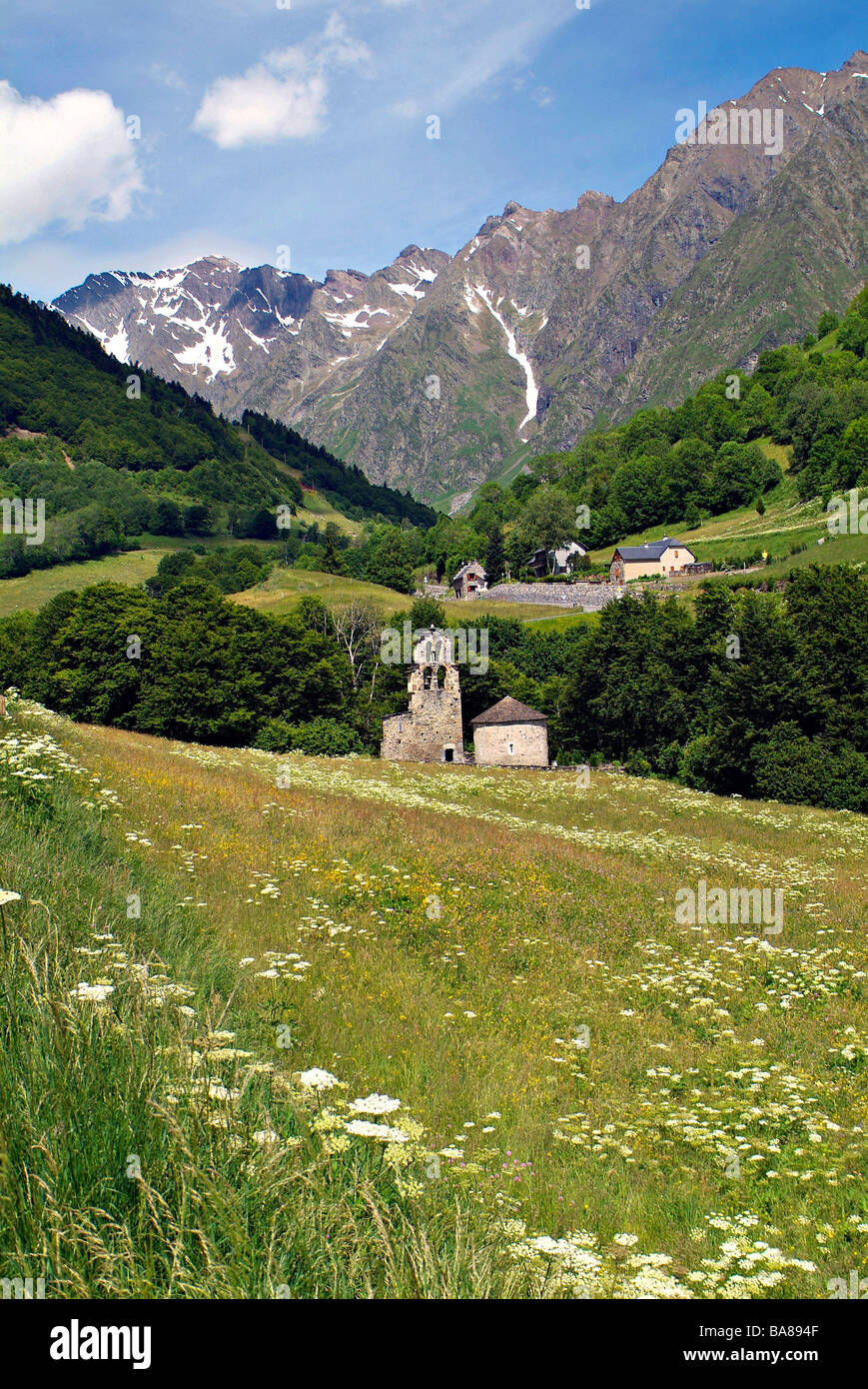 Aragnouet (65): "Chapelle des Templiers" Kapelle Stockfoto