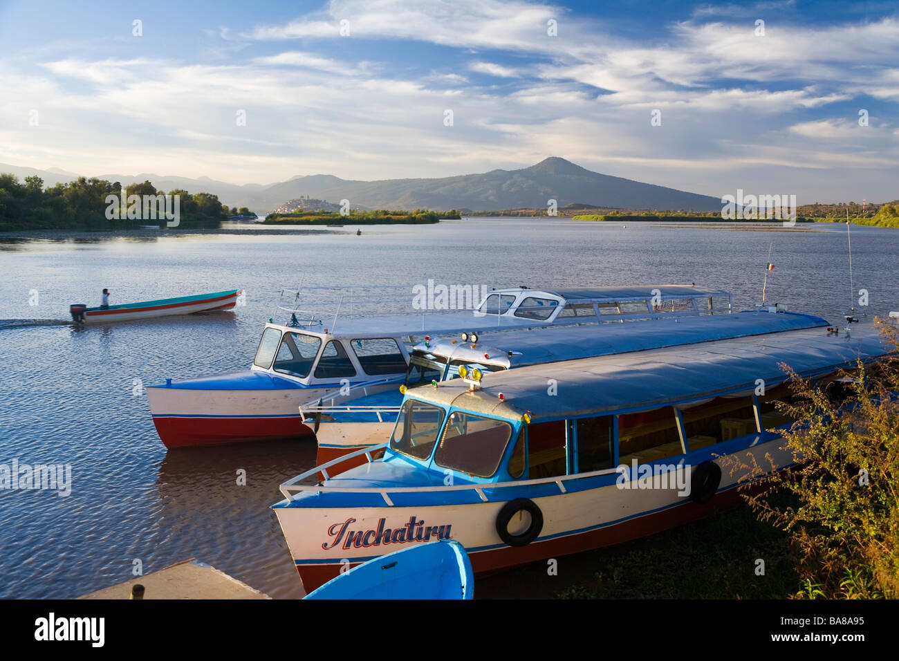 Boote am Patzcuaro See Patzcuaro Michoacan Mexiko Stockfoto