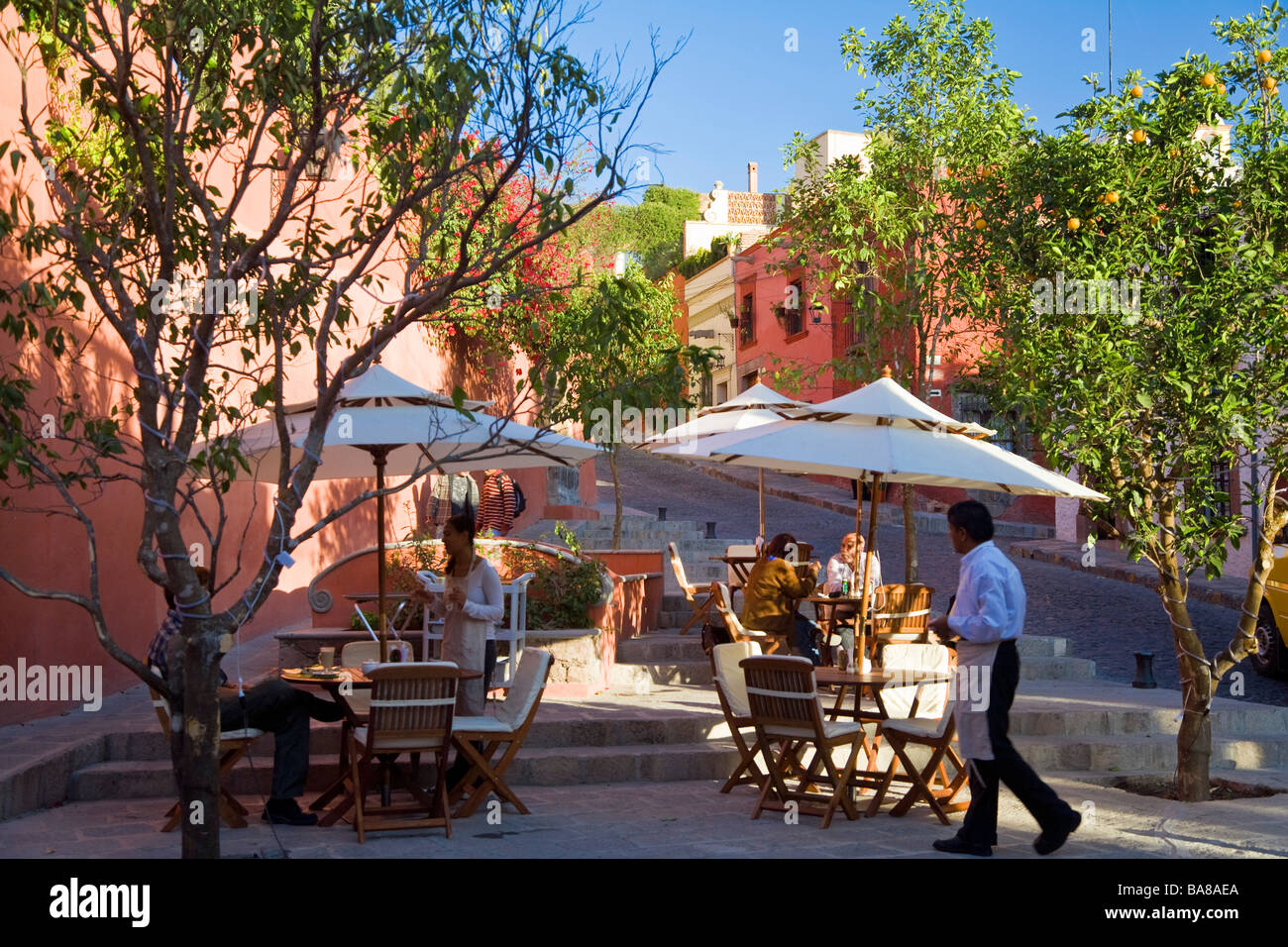 Cafe San Miguel de Allende Mexiko Stockfoto