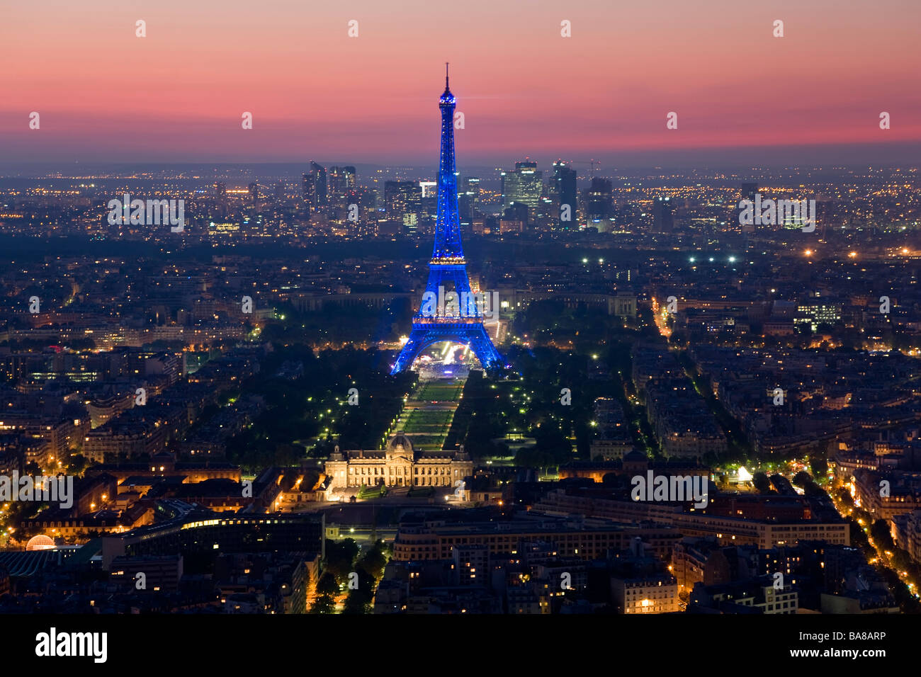 Blick auf Eiffelturm Paris Frankreich Stockfoto