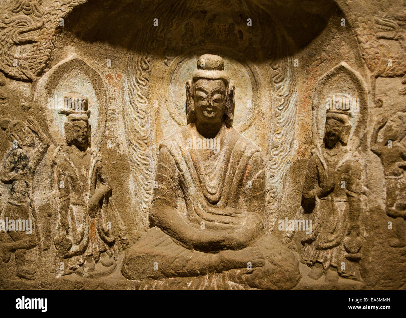 Buddhistische Stele - China, nördlichen Wei Periode, 6. Stockfoto