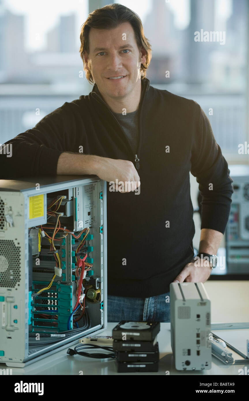 Reparatur von Technikercomputer Stockfoto