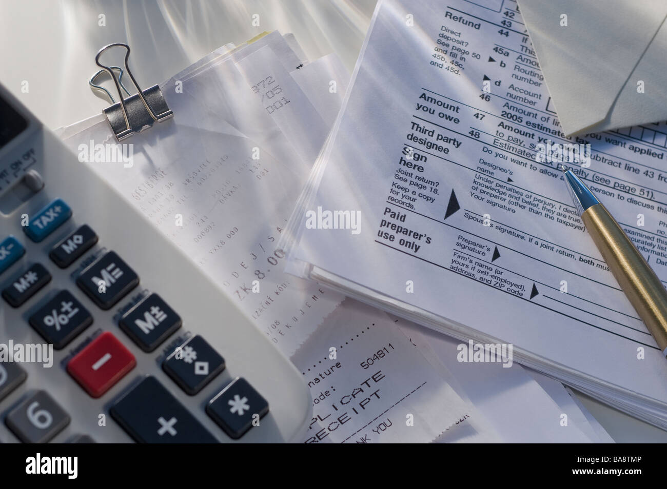 Steuerformulare und Accounting-tools Stockfoto