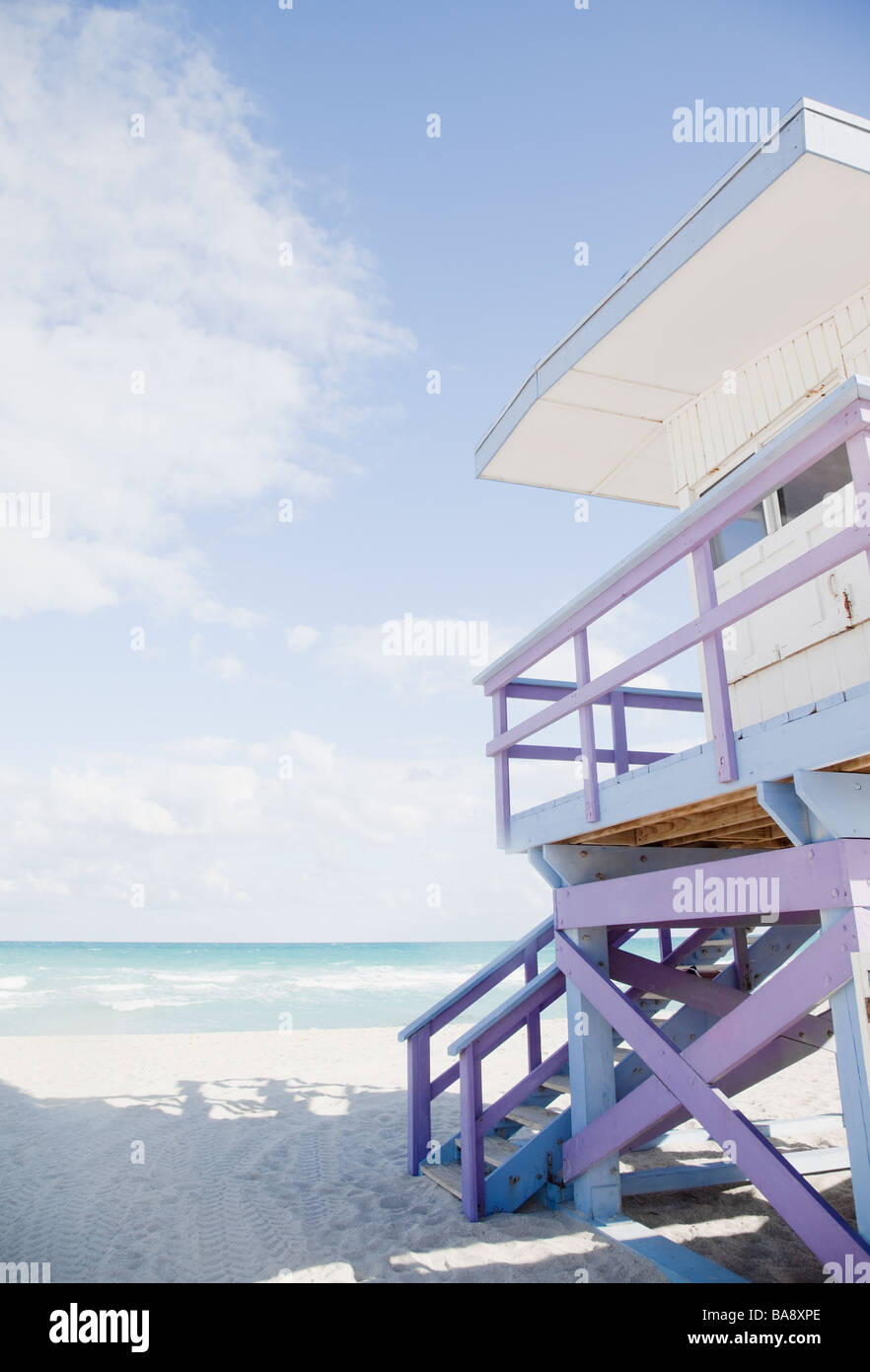 Stand der Rettungsschwimmer am Strand Stockfoto