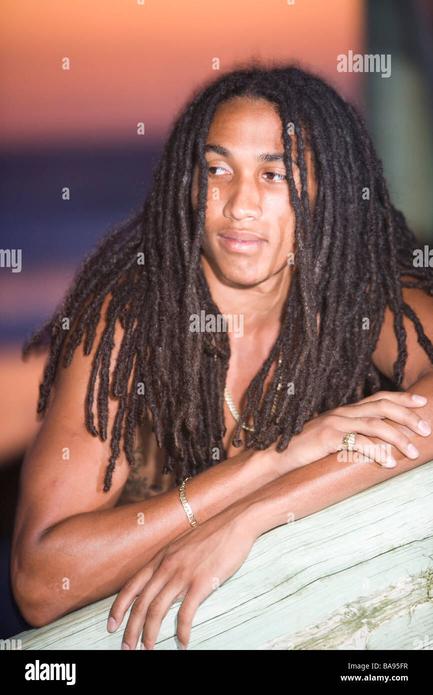 Young Man Long Rasta Hair Stockfotos Young Man Long Rasta