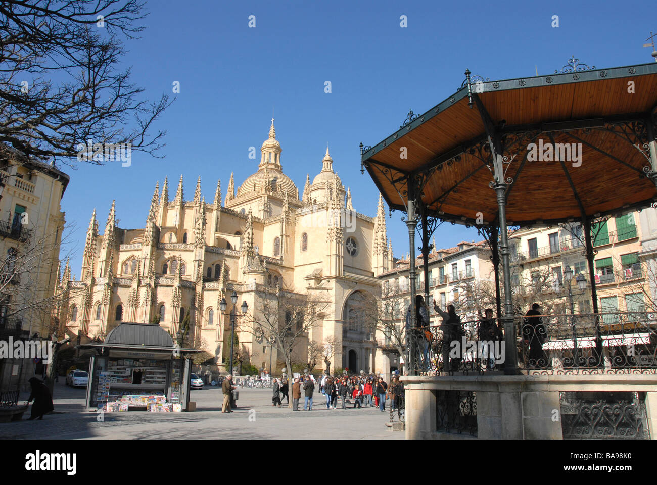 Bürgermeister Square, Kathedrale, Segovia, Castilla y León, Spanien Stockfoto