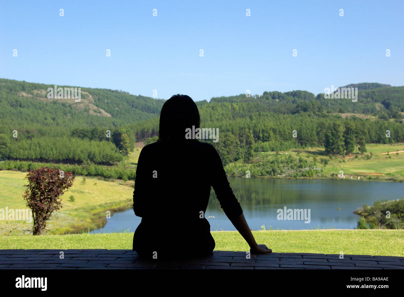 Touristen schätzen den Golfplatz bei einem der führenden Golfresorts Simbabwes Troutbeck im östlichen Hochland. Stockfoto