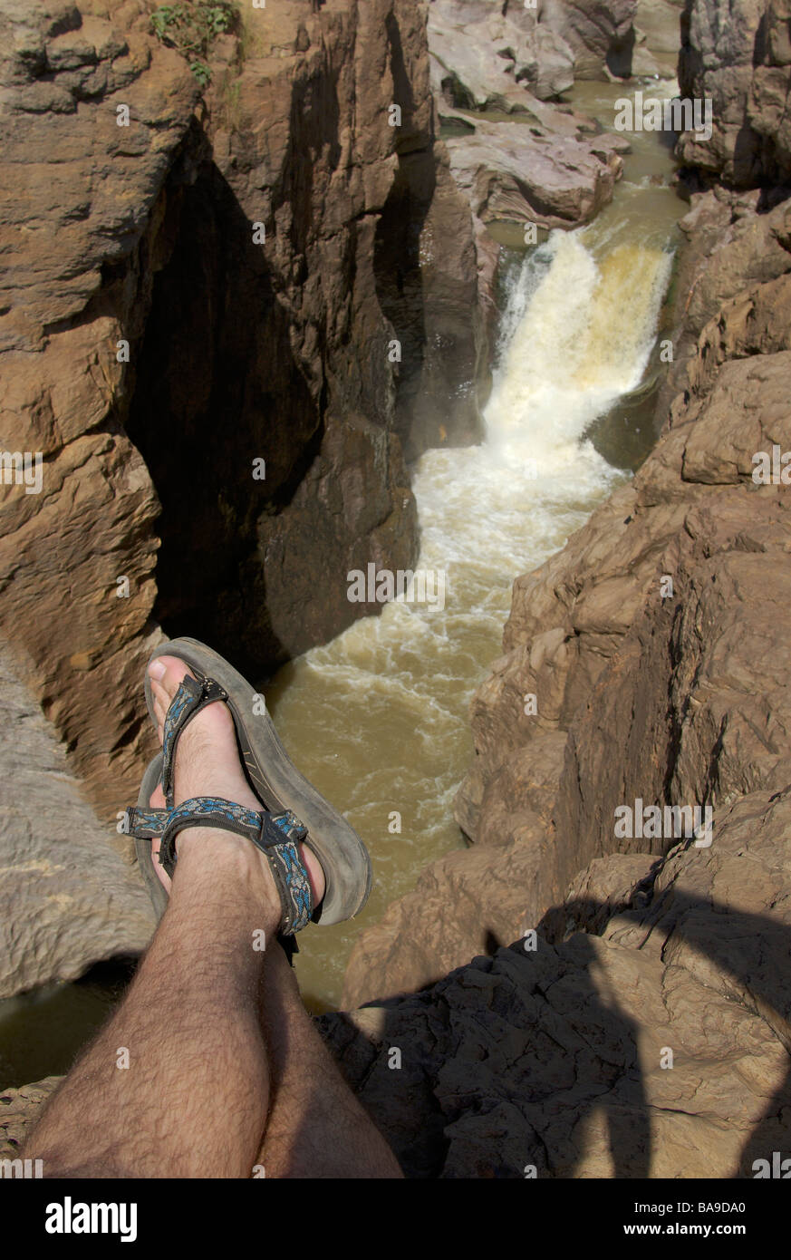 Samalema Gorge Gonarezhou Nationalpark Simbabwe Mwenezi River Geologie Erosion Fluss Aktion bassalt Stockfoto