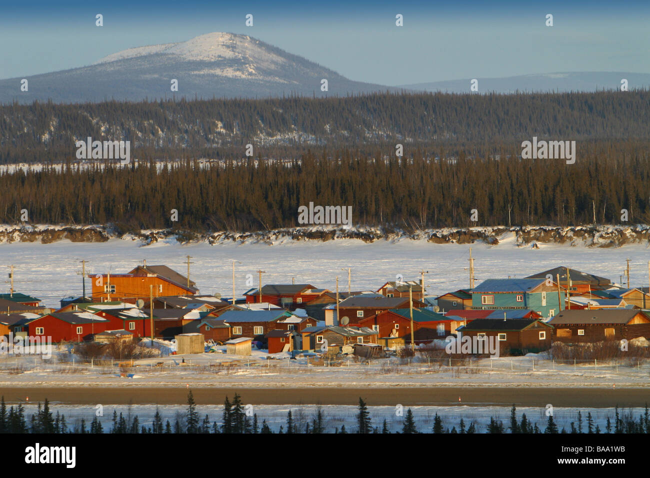 Arktische Gemeinschaft von Old Crow, Yukon Territorium, Kanada. Stockfoto