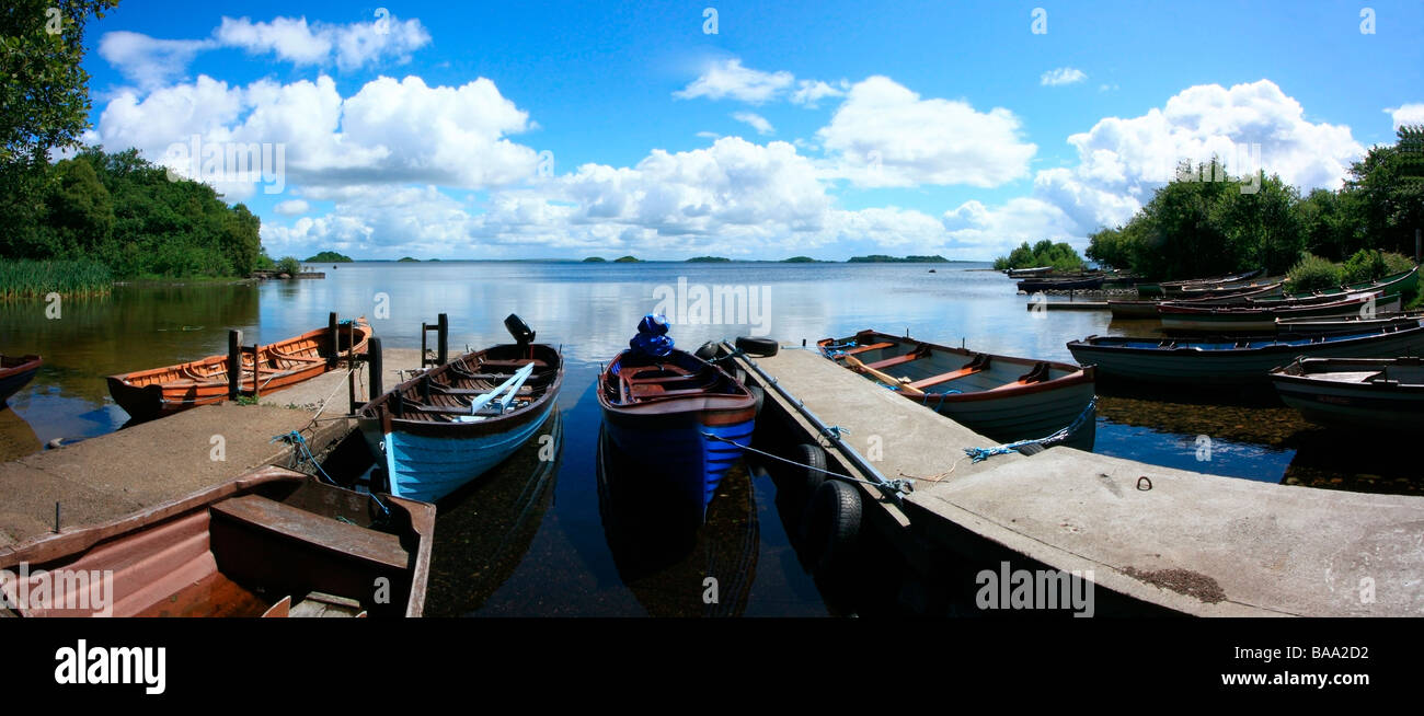 Lough Corrib in der Nähe von Oughterard, Co. Galway, Irland; Boote auf dem See Stockfoto