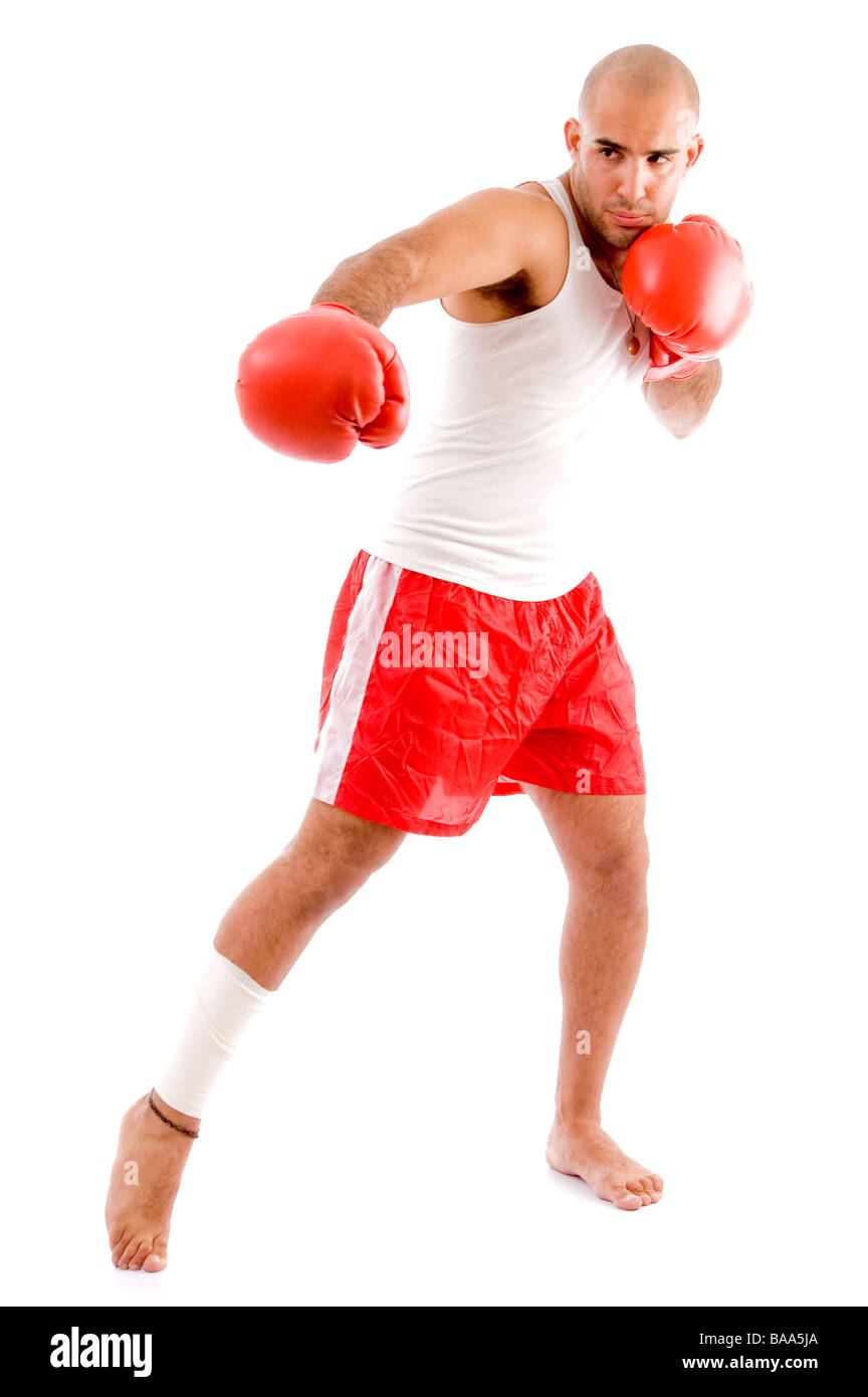 muskulöser Mann in Pose Stanzen Stockfoto