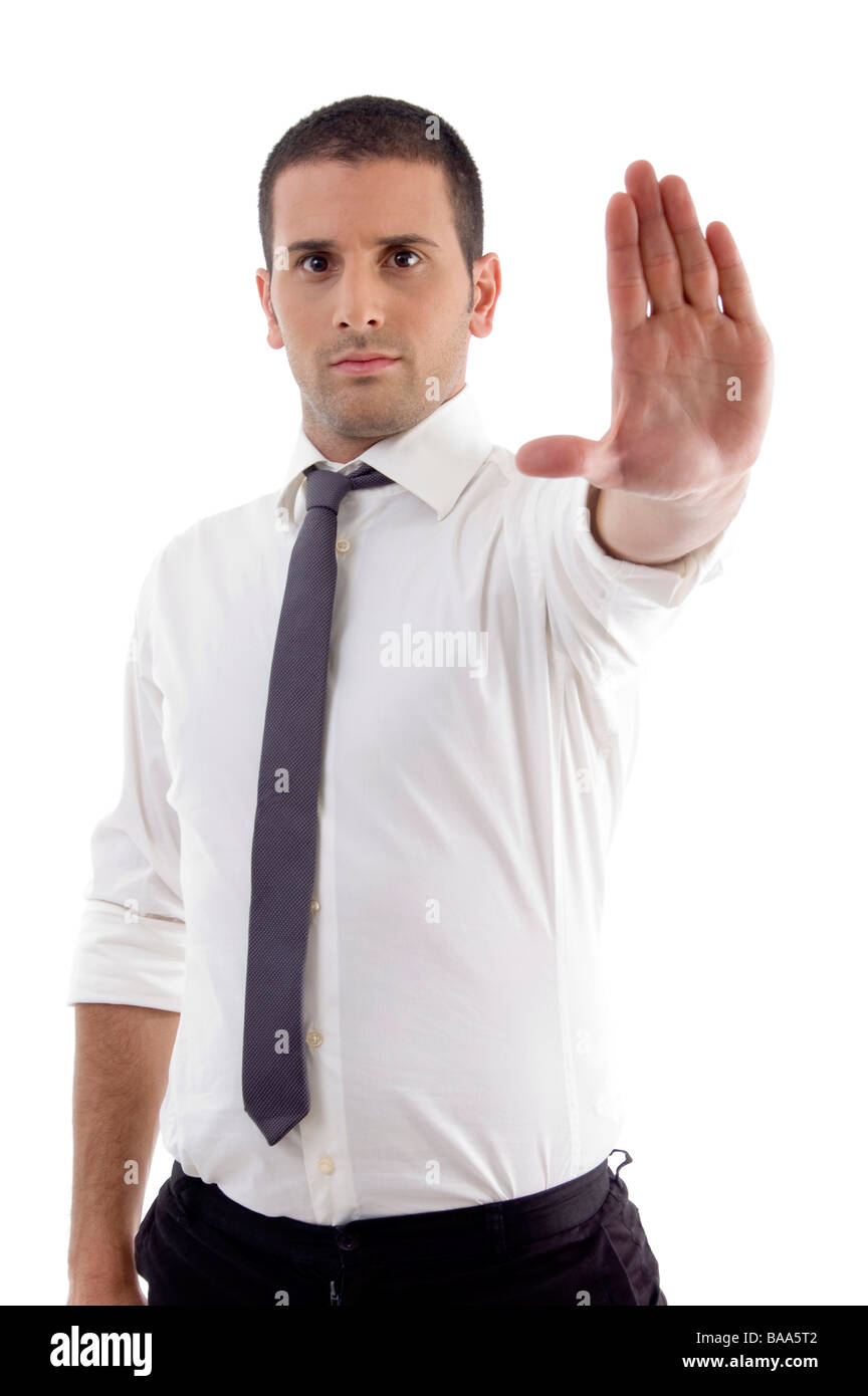 professionellen männlichen Anzeigen stoppen Geste Stockfoto